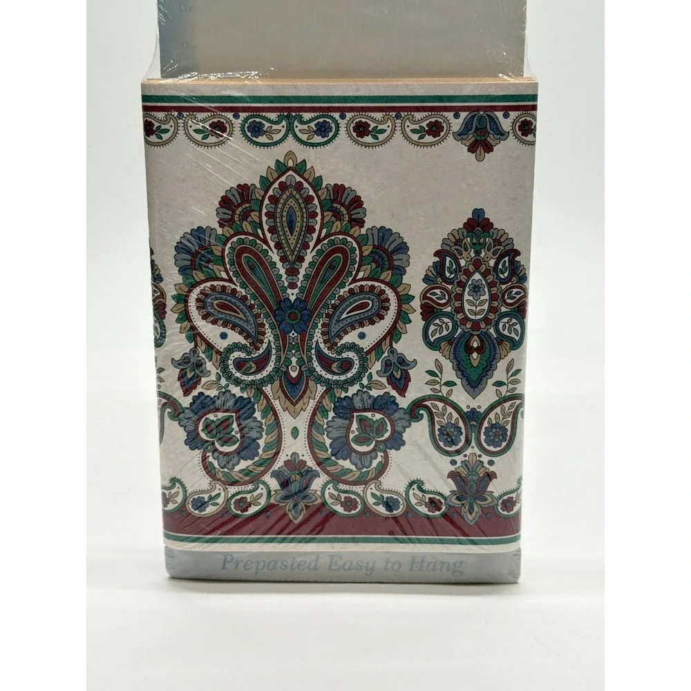 Mirage Wallcovering Paisley Medallion Wallpaper Border Burgundy Teal 85-89208